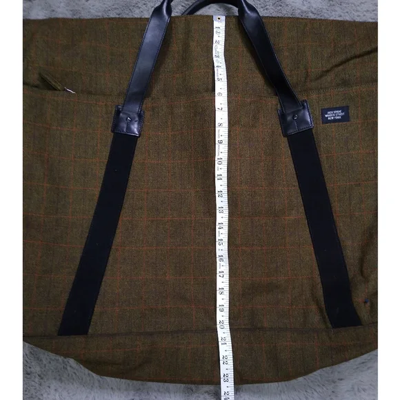 Jack Spade XL Tweed Tartan Olive Travel Overnight Bag - Picture 10 of 11